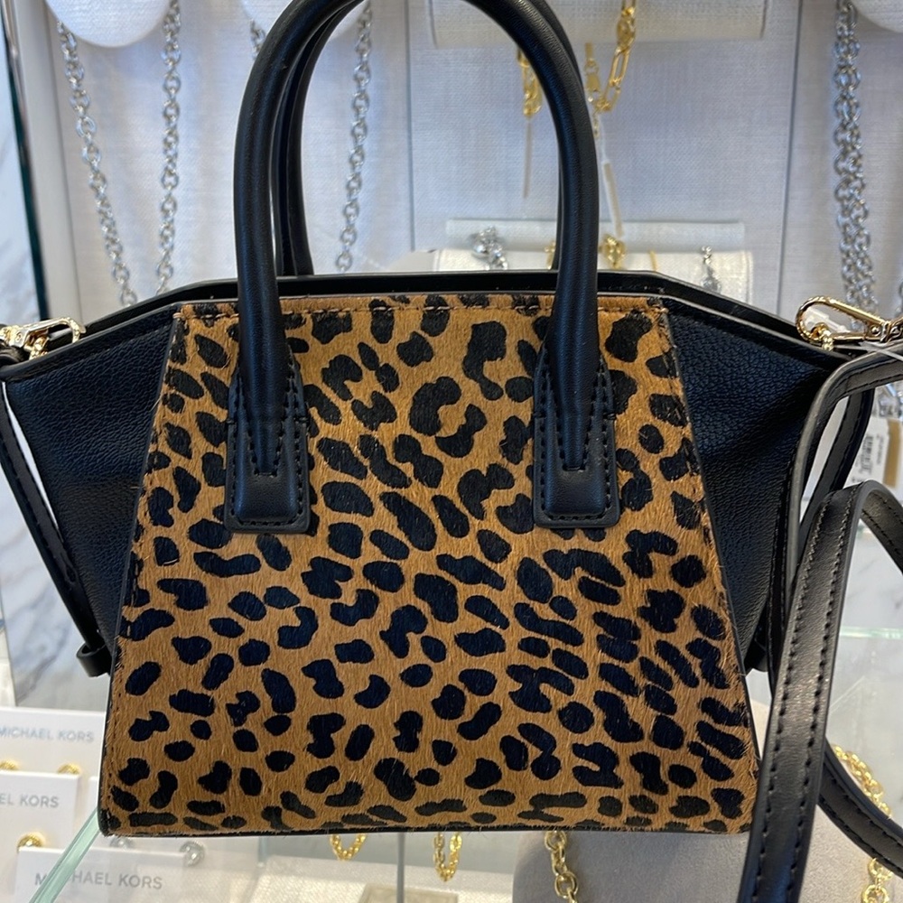 Michael Kors Avril Extra-Small Leather and Suede Satchel Crossbody Exotic Print - Picture 5 of 16